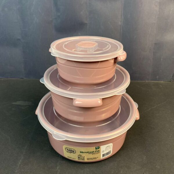 3 Pcs Round Microfresh Pot assorted colors ( 0,5+1+2 L )