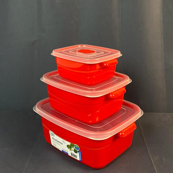 3 Pcs Rectangle Microfresh Pot Assorted Colors ( 0,5+1+2 L )