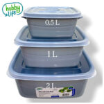 3 Pcs Rectangle Microfresh Pot Assorted Colors ( 0,5+1+2 L ) - Image 3