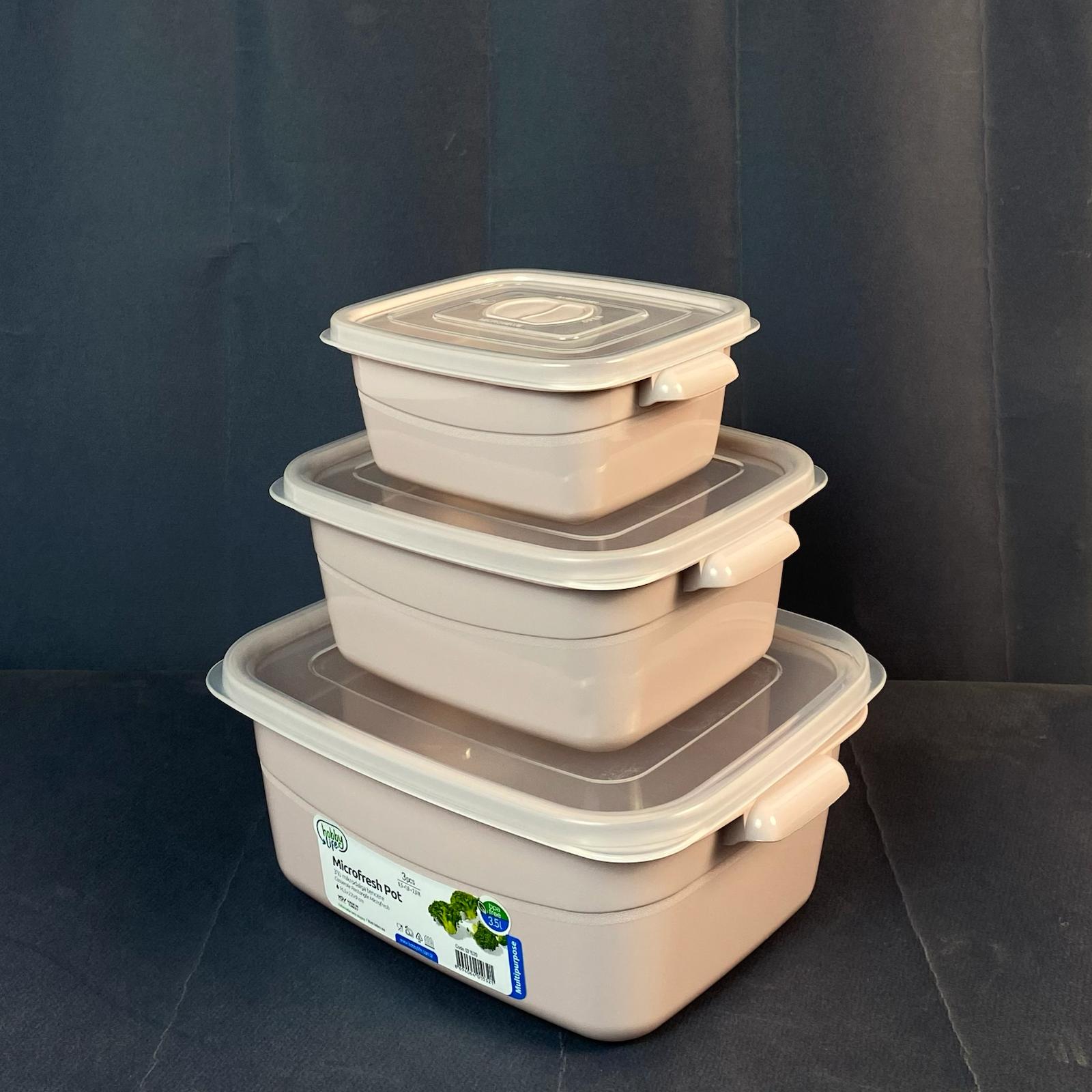 02 1520 (3) 3 Pcs Rectangle Microfresh Pot Assorted Colors ( 0,5+1+2 L ) - Image 1