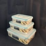 ٣ علبة حفظ مستطيله بغطاء  محكم 1.4+2.6+4.3 لتر