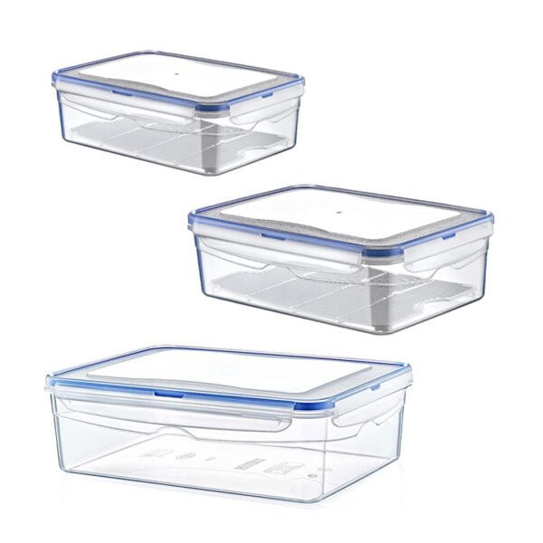 3 BOXES RECTANGLE AIRTIGHT FOOD SAVER 1.7L+2.6L+4.3L