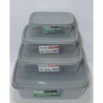 ⁦طقم علب تخزين تريند مستطيلة (0.6 لتر + 1.2 لتر + 2 لتر + 3 لتر)⁩ - الصورة ⁦2⁩