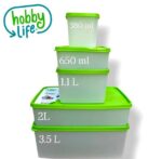 Set of 5 No-Frost Storage Boxes (380 ml + 650 ml + 1.1 L + 2 L + 3.5 L) - Image 3