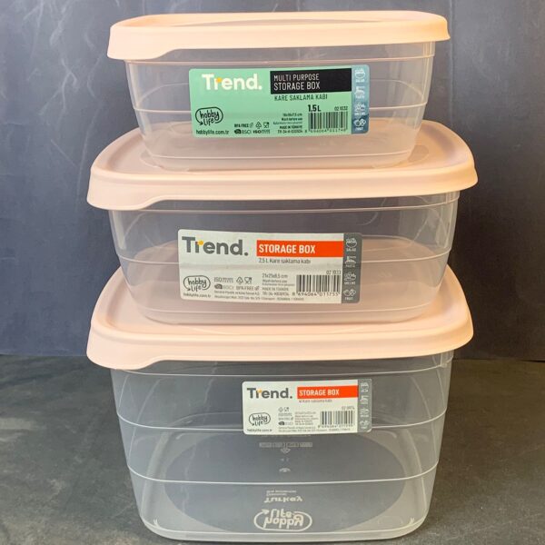 Set Square Trend Storage Boxes - 3 Pieces (1,5L + 2,5L + 4L)