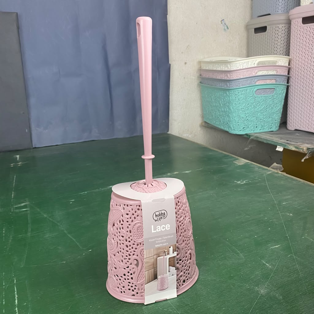 08 1193 (2) Lace Design Toilet Brush with Holder - Image 1