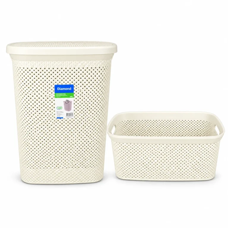 Diamond (2 PCs) Bathroom Hamper + Bathroom basket