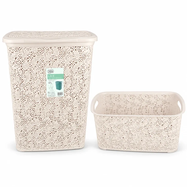 Lace (2 PCs) Bathroom Hamper + Bathroom basket