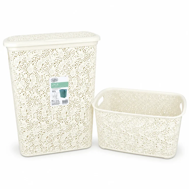 Lace (2 PCs) Bathroom Hamper + Bathroom basket